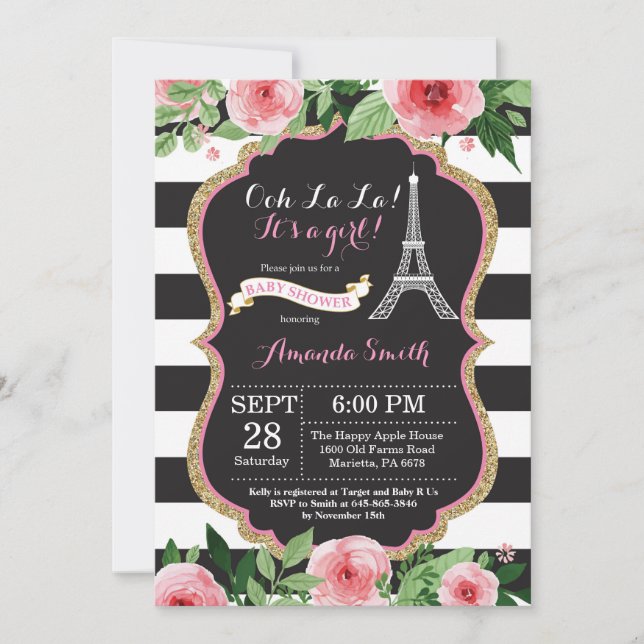 Paris French Eiffel Tower Baby Shower Invitation (Front)