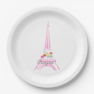 Paris French Macaron Eiffel Tower Paper Plate