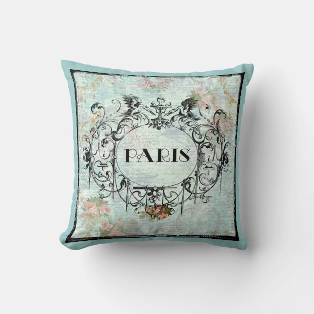 Paris French Ornate Vintage Style Cartouche Cushion (Front)