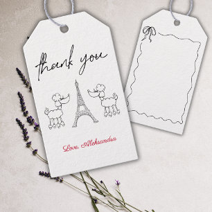  Paris French Poodles Baby Shower Black Pink Gift Tags