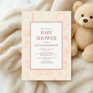 Paris French Toile Baby Shower Invitation