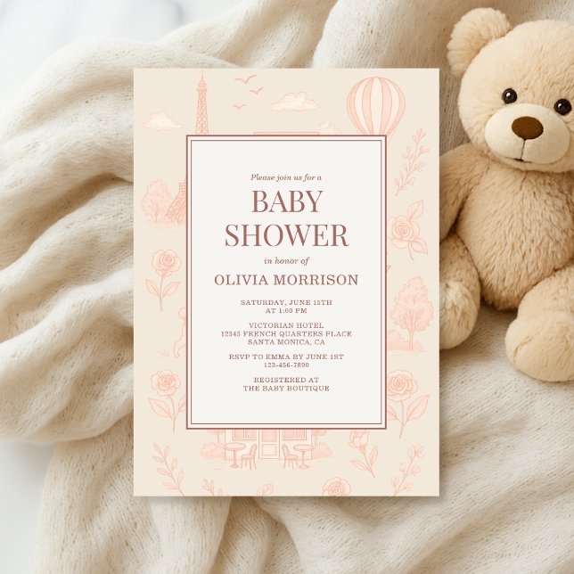 Paris French Toile Baby Shower Invitation (Creator Uploaded)