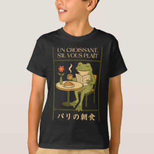 Paris Frog French Croissant Cafe Japanese Art Brea T-Shirt