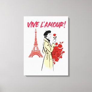 Paris Girl Aesthetic – Romantic Eiffel Tower Desig Canvas Print