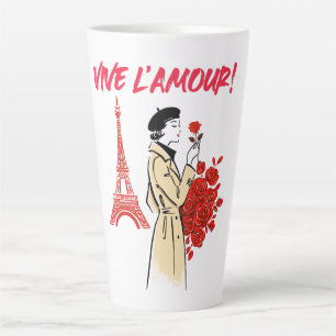 Paris Girl Aesthetic – Romantic Eiffel Tower Desig Latte Mug