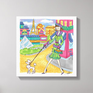 Paris Girl Fashion Illustration Canvas Travel Art Print