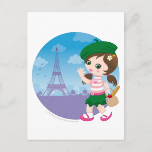 Paris girl postcard