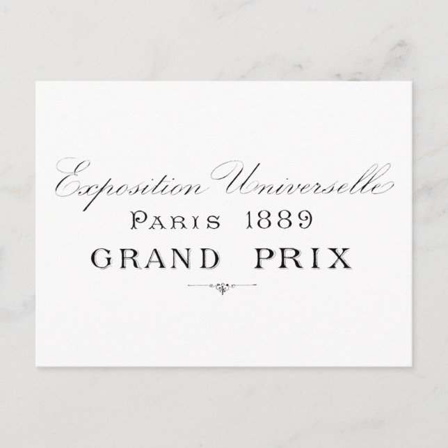 Paris Grand Prix 1889 Postcard (Front)