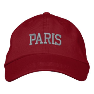 PARIS Grey Embroidery on Red Embroidered Hat