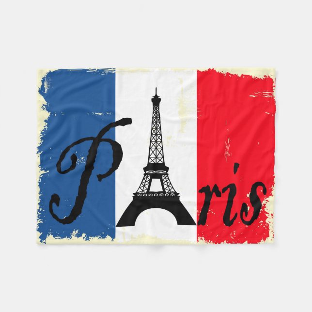 Paris grunge fleece blanket (Front (Horizontal))