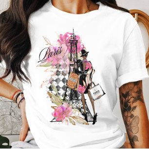 Paris Harlequin Shopping Girl T-Shirt