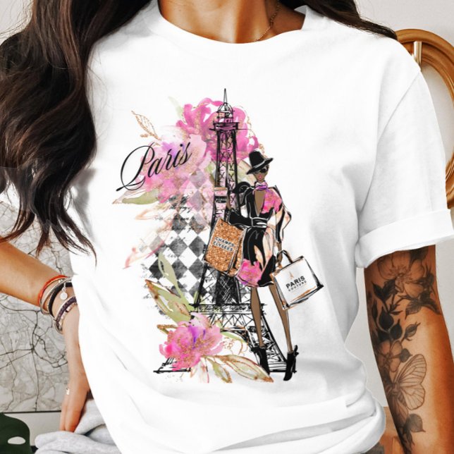 Paris Harlequin Shopping Girl T-Shirt (Creator Uploaded)