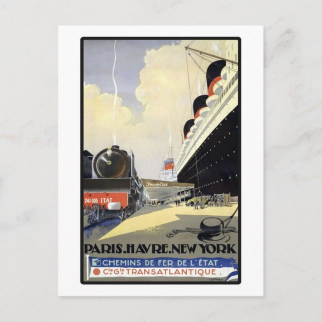 Paris Havre New York Postcard (Front)