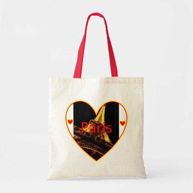 Paris Heart Eiffel Tower Budget Tote Bag (Front)