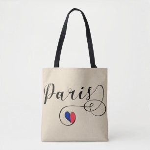 Paris Heart Grocery Bag, France Tote Bag