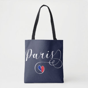 Paris Heart Grocery Bag, France Tote Bag
