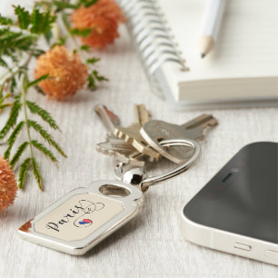 Paris Heart Keyring, France Key Ring