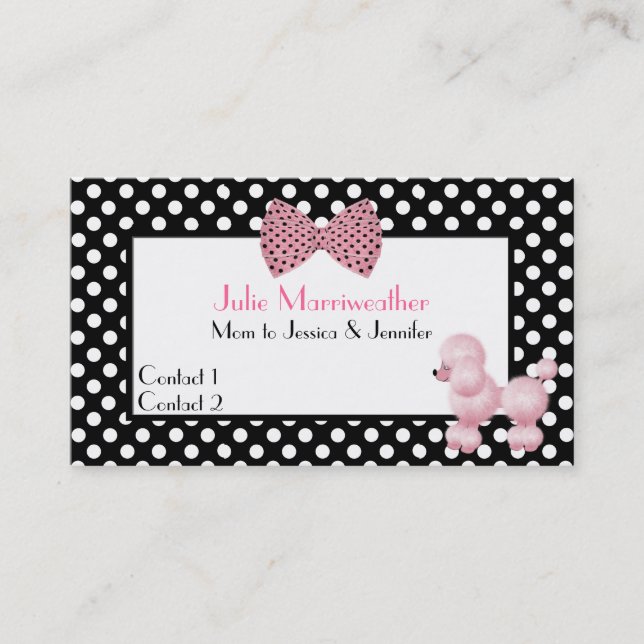 Paris High Fashion Pink Poodle Mummy Calling Card (Front)