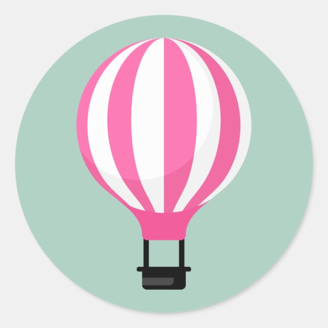 Paris Hot Air Balloon Birthday Sticker (Front)
