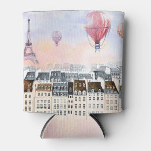 Paris, hot air balloon illustration can cooler
