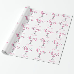 "PARIS I love you" in pink Wrapping Paper