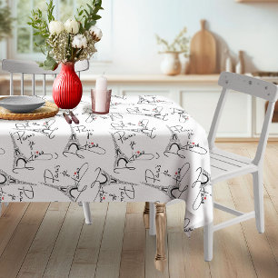 Paris I Love You Pattern Pink ID914 Tablecloth