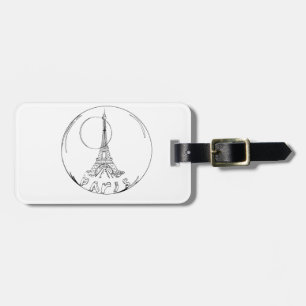 paris in a glass ball luggage tag