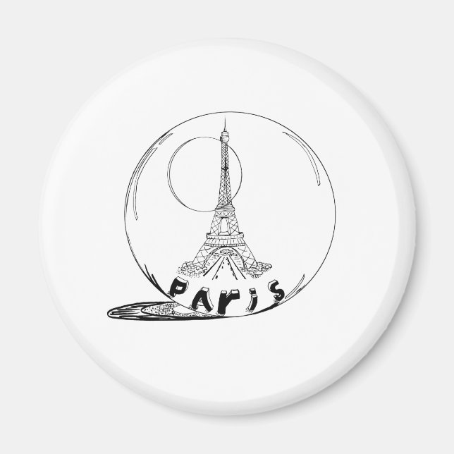 paris in a glass ball magnet (Front)