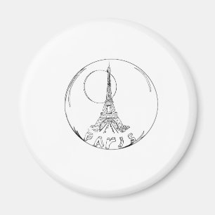 paris in a glass ball magnet