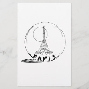 paris in a glass ball stationery