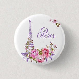 Paris in Bloom Midnight in Paris Floral Paris Roma 3 Cm Round Badge