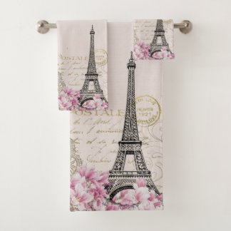 Paris in flowers bath towel set