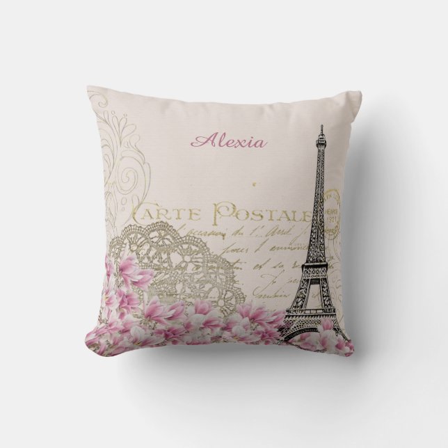 Paris in flowers | your name cushion (Front)
