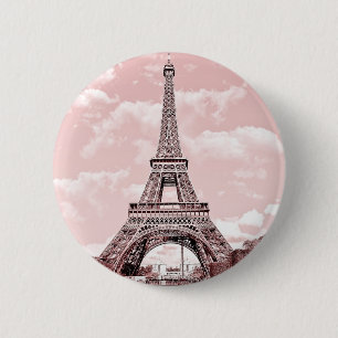 Paris in Pink Eiffel Tower 6 Cm Round Badge