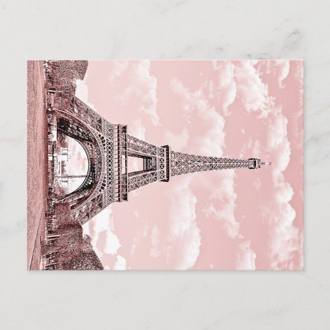 Paris in Pink Eiffel Tower France Postcard (Front)