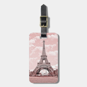 Paris in Pink Eiffel Tower Luggage Tag