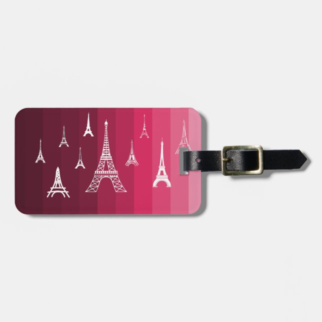 Paris in Pink Luggage Tag (Front Horizontal)