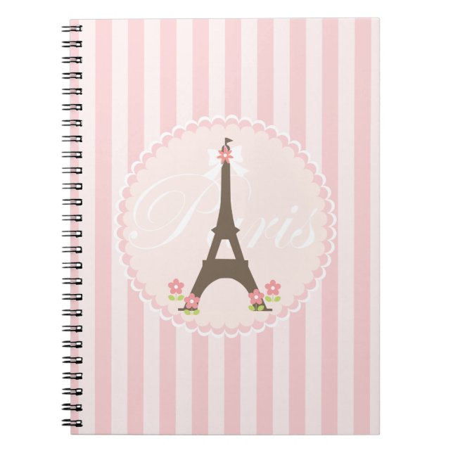 Paris in Spring Girly Spiral Notebook (Front)
