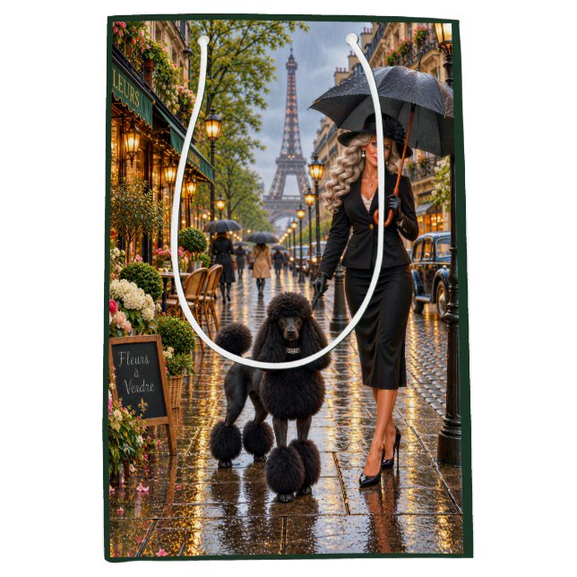 Paris In Spring Standard Poodle Medium Gift Bag (Front)