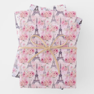 PARIS IN SPRINGTIME FLORAL GIFT WRAPPING PAPER SHEET