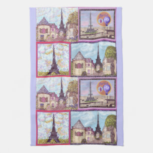 Paris Inspired Cityscapes And The Eiffel Tower Ame Tea Towel