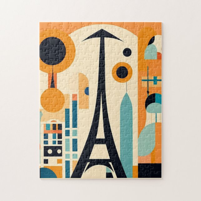 Paris-Inspired Mid-Century Modern Art: Abstract  Jigsaw Puzzle (Vertical)
