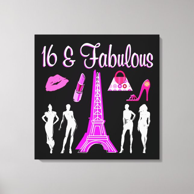 PARIS INSPIRED SWEET 16TH BIRTHDAY DESIGN CANVAS PRINT (Front)