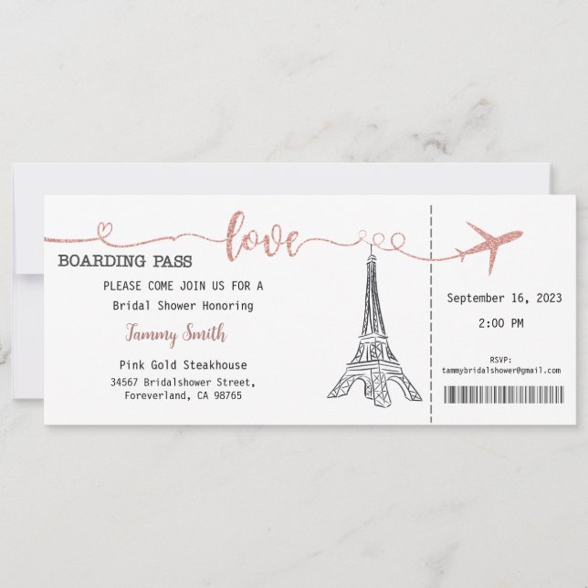 Paris Invitation, Paris Bridal Shower Invitation (Front)