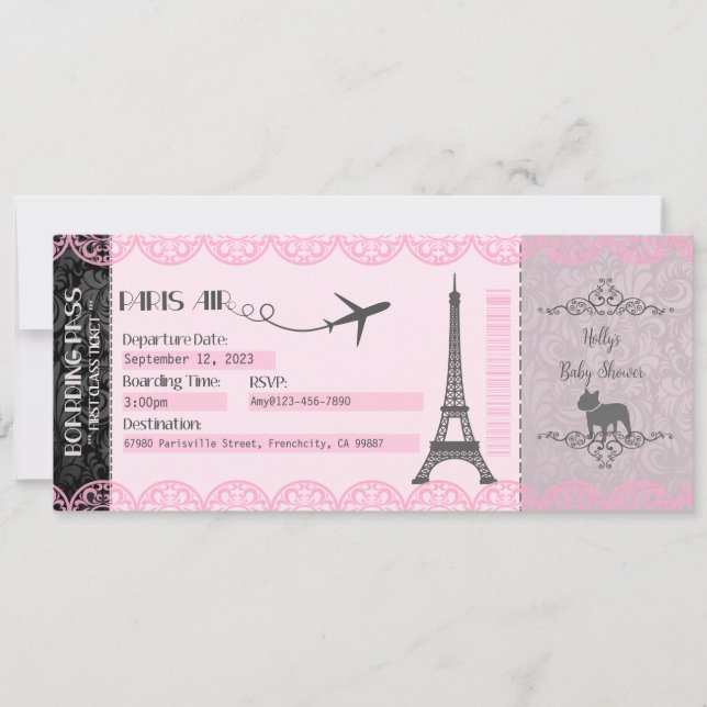 Paris Invitation, Paris Party Invitation, Birthday Invitation (Front)