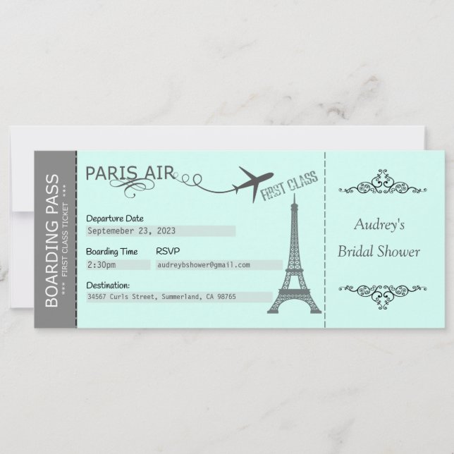 Paris Invitation, Paris Theme Invitation, Birthday Invitation (Front)
