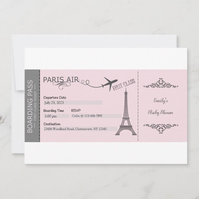 Paris Invitation, Paris Theme Invitation, French Invitation (Front)