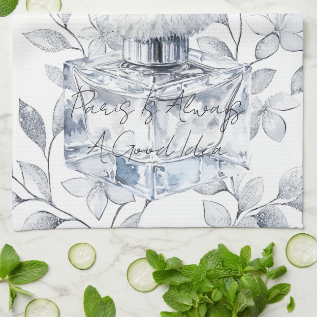 Paris is always a good idea perfume leaves tea towel (Folded)