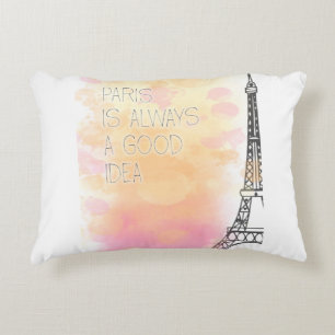 PARIS is always a good idea, watercolor Decorative Cushion