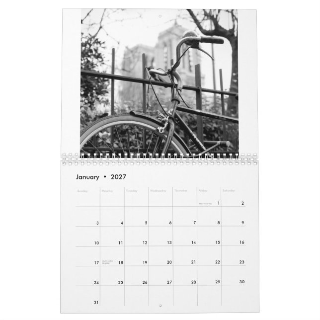 Paris, je t'aime! calendar (Jan 2027)